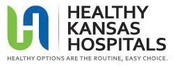 Picture with a sideways S shaped logo. It says:
HEALTHY KANSAS HOSPITAL
HEALTHY OPTIONS ARE THE ROUTINE, EASY CHOICE.